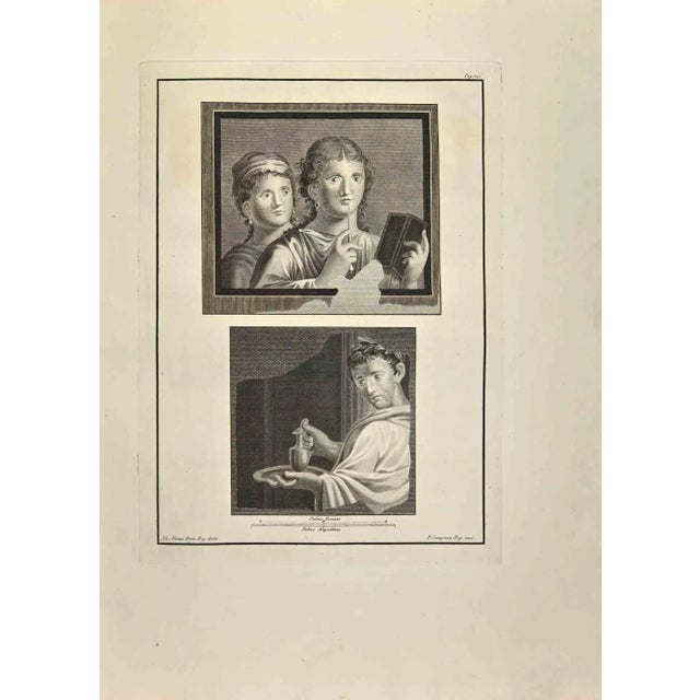 Young Poets Pompeian Fresco from "Antiquities of Herculaneum" is an etching on paper realized by Pietro Campana in the...