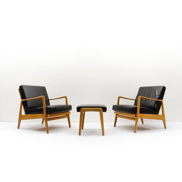 Mid-Century Modern Scandinavian Armchairs and Ottoman, 1960s, Set of 3 For Sale - Image 14 of 14