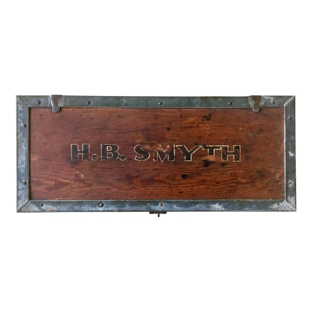 20th Century Painted Folk Art Style Carpenters Box Chest For Sale