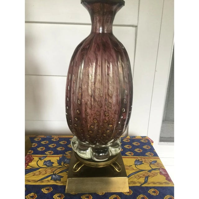 Murano Seguso Blown Glass Amethyst & Gold Lamps For Sale - Image 4 of 8