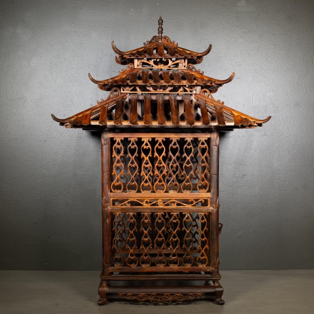Antique Vietnamese Pagoda Bird Cage For Sale - Image 9 of 12