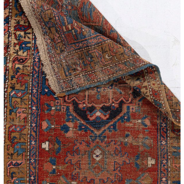 19th Century Antique Circa 1890 Red Hand Knotted Oriental Runner 3ft 3in X 11ft For Sale - Image 5 of 13