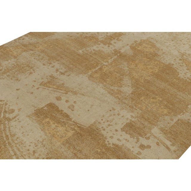 2010s Rug & Kilim’s Distressed Style Abstract Rug in Beige, Ochre Patterns For Sale - Image 5 of 7