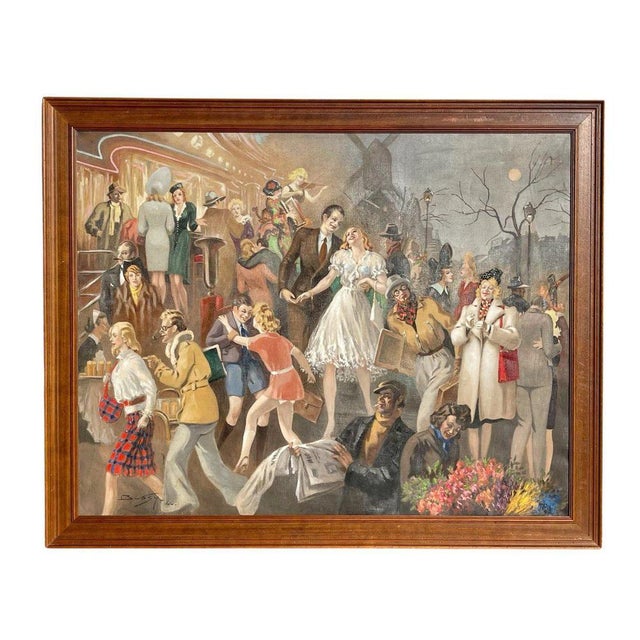 J. Bussy, Along The Strike, Liberation of Paris, Oil on Canvas For Sale - Image 13 of 13