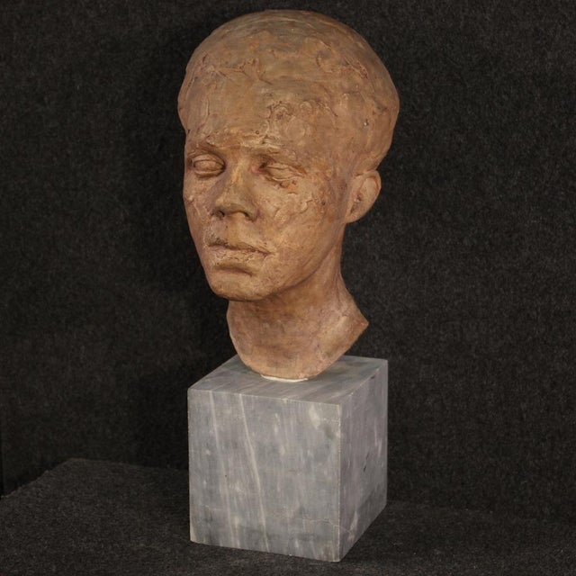 Italian Artist, Figurative Sculpture, Terracotta with Marble Base, 1960 For Sale - Image 13 of 13