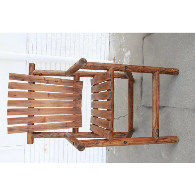 Late 20th Century Pair of Wood Adirondack Style Garden Arm Chairs For Sale - Image 5 of 12