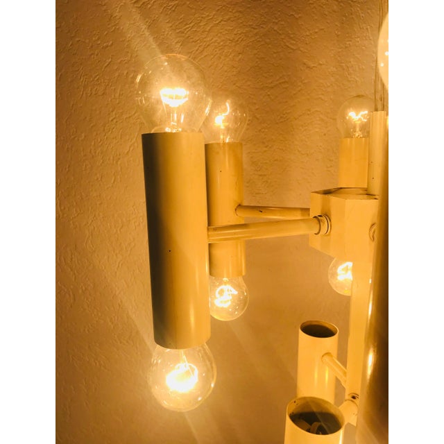 1960s Sciolari 9-Arm White Chandelier For Sale - Image 6 of 13
