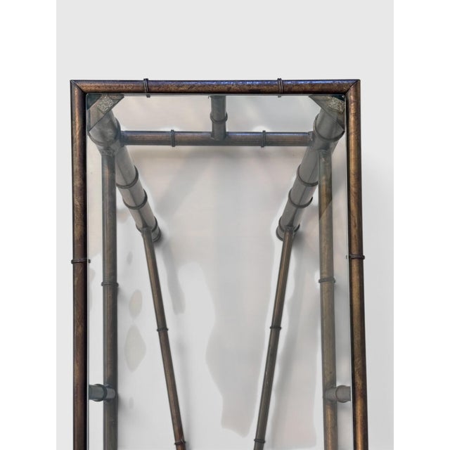Bronze 1970s Hollywood Regency Faux Bamboo Bronze Tone Metal Console Sofa Table For Sale - Image 8 of 15