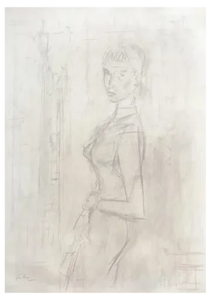 Henri Fehr, En tenue de soirée, 1935, Pencil on Paper
