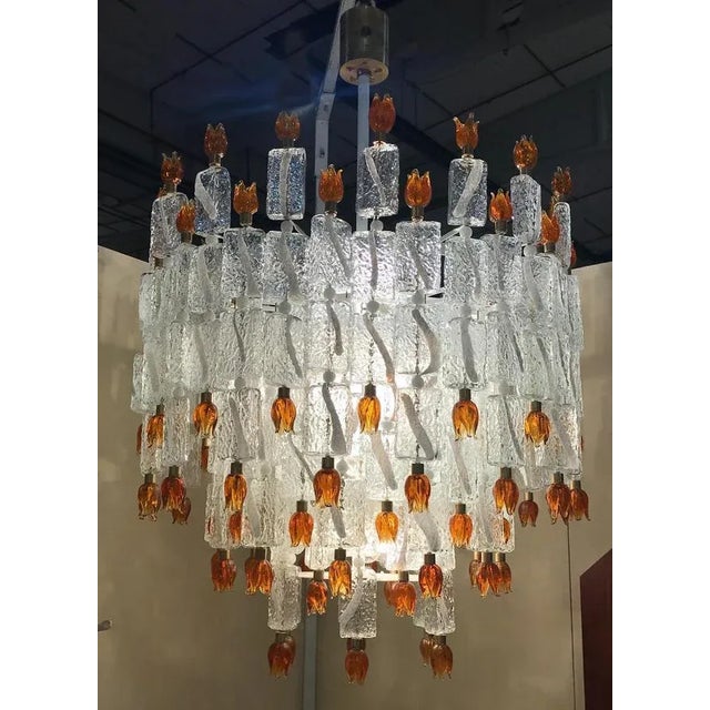 Glass Block & Gold Tulip Sconces from Barovier & Toso, 1940, Set of 2 For Sale - Image 15 of 16