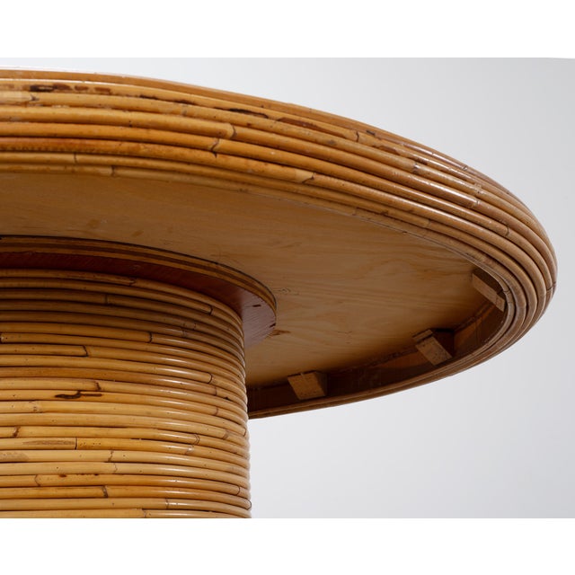 McGuire Organic Modern Rattan Pencil Reed Round Dining Table For Sale - Image 12 of 18