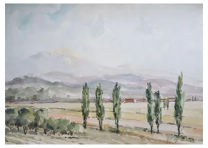 Herberts Mangolds, Caucasus, 1969, Watercolor on Paper