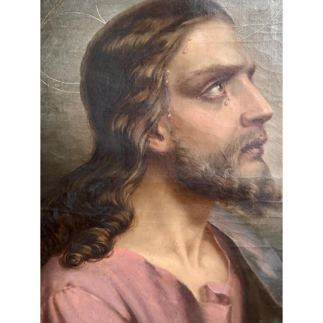 Christ in Prayer, 1800s, Oil on Canvas For Sale - Image 5 of 7