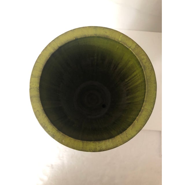 Mid 20th Century Avocado Green Bamboo Wood Vase For Sale - Image 6 of 8