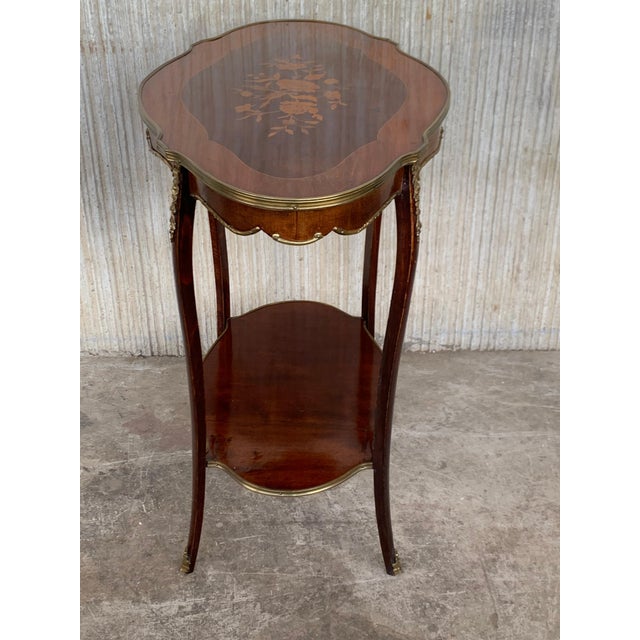 French 19th Century Table Louis XV Style with Floral Marquetry and Gilt Bronze For Sale - Image 17 of 18