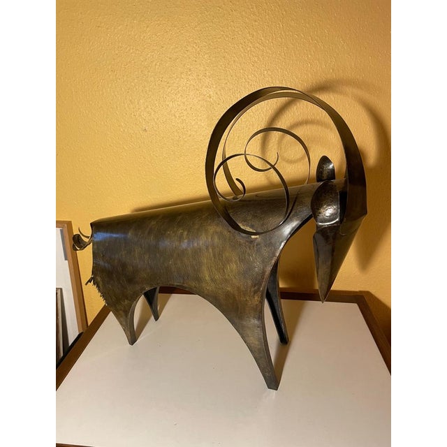 Large Handmade Ram Sculpture in Brass, 1970s For Sale - Image 6 of 18