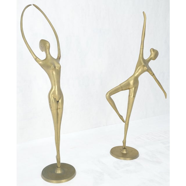 Pair of 3 Foot Tall Solid Brass Ballerina Dancers Sculptures Figurines Statue For Sale - Image 6 of 8