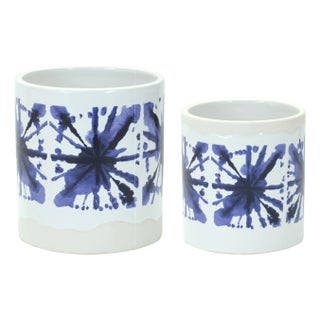 Tie-Dye Print Ceramic Pot (Set of 2) For Sale