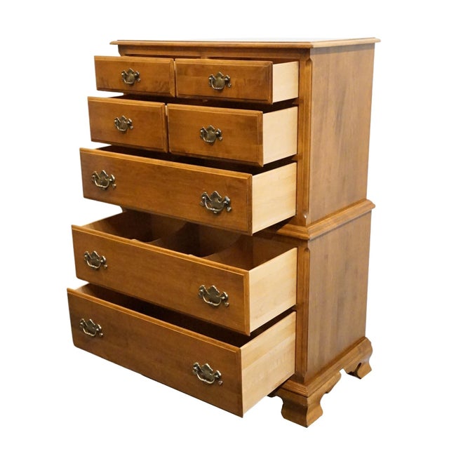 Late 20th Century Ethan Allen Heirloom Nutmeg Maple Colonial Early American 38" Chest on Chest 10-5305 For Sale - Image 5 of 12