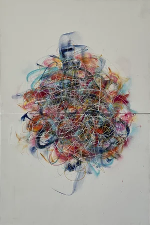 "Tantrum #5" Contemporary Original Abstract Mixed-Media Painting by Kymm Swank