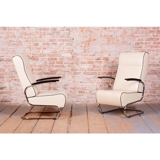 Bauhaus Bauhaus FN24 Armchairs in Leather attributed to Mücke-Melder, Czech, 1930s, Set of 2 For Sale - Image 3 of 18