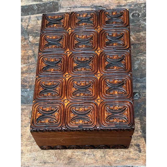 Brown Vintage MCM Brutalist Lidded Box For Sale - Image 8 of 12