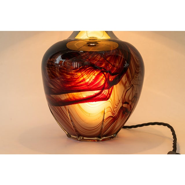 Murano Table Lamp with Fabric Shade, Italy, 1920s For Sale - Image 9 of 18