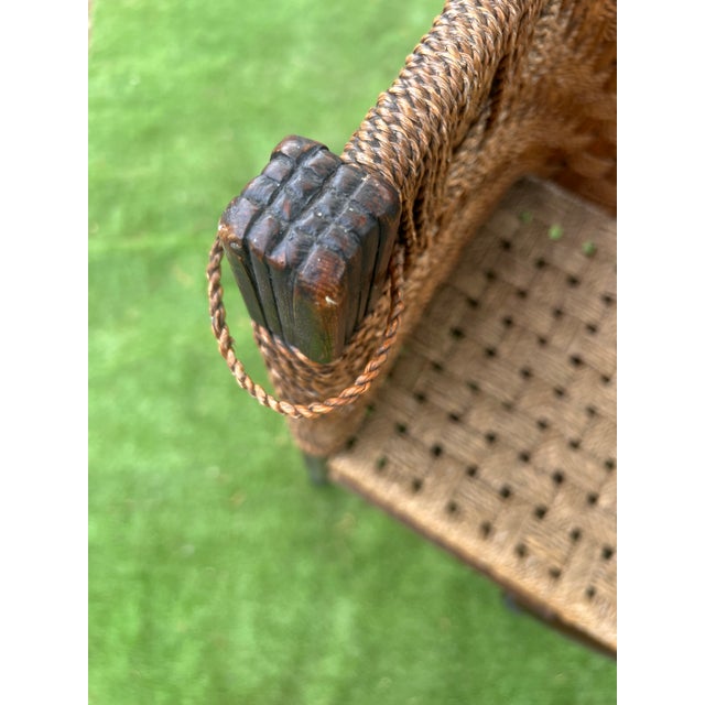 Sienna Mid 19th Century Rare Form George III Period Irish Corner Chair With Woven Rope Seat and Back For Sale - Image 8 of 9