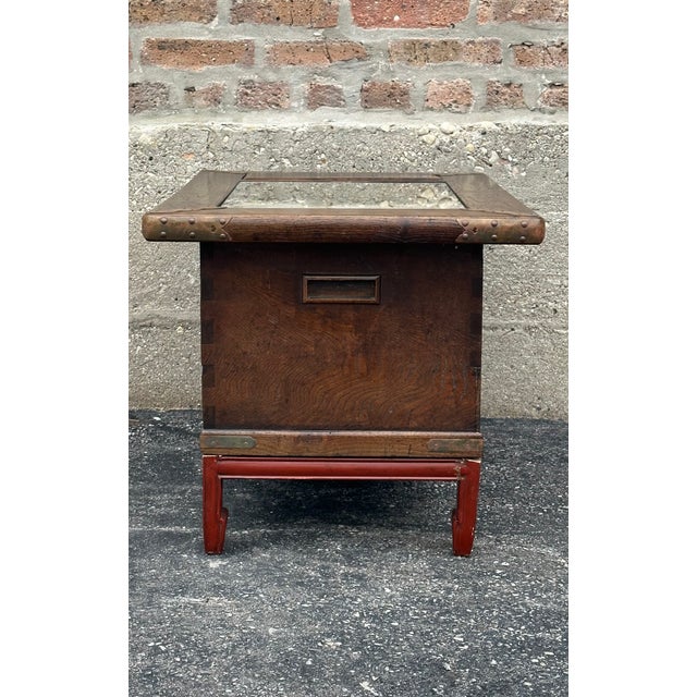 Japanese Antique Elm / Keyaki Hibachi Table on Custom Made Stand. For Sale In Chicago - Image 6 of 15