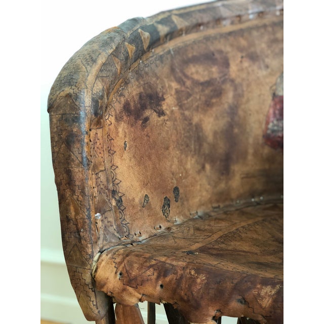 Wood Mexican Equipale Folk Art Chair With Hand-Painted Scene 1930s For Sale - Image 7 of 11