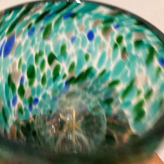 Mid 20th Century Mid Century Modern Unique Hand Crafted Table Lamp W/ Hand Blown Mottled Art Class Shade on Textured and Hammered Sculptured Base For Sale In Chicago - Image 6 of 12