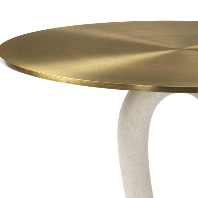 Wood Sonia Modern Brass Accent Table For Sale - Image 7 of 8