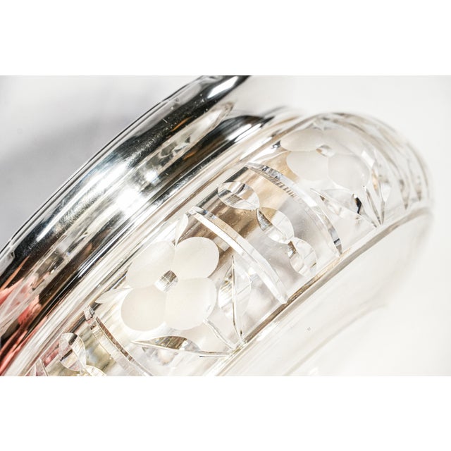 Stunning Large Art Deco Antique Crystal Jewelry Box Sterling Silver Lid Vanity Jar Luxury Home Decor For Sale - Image 4 of 14