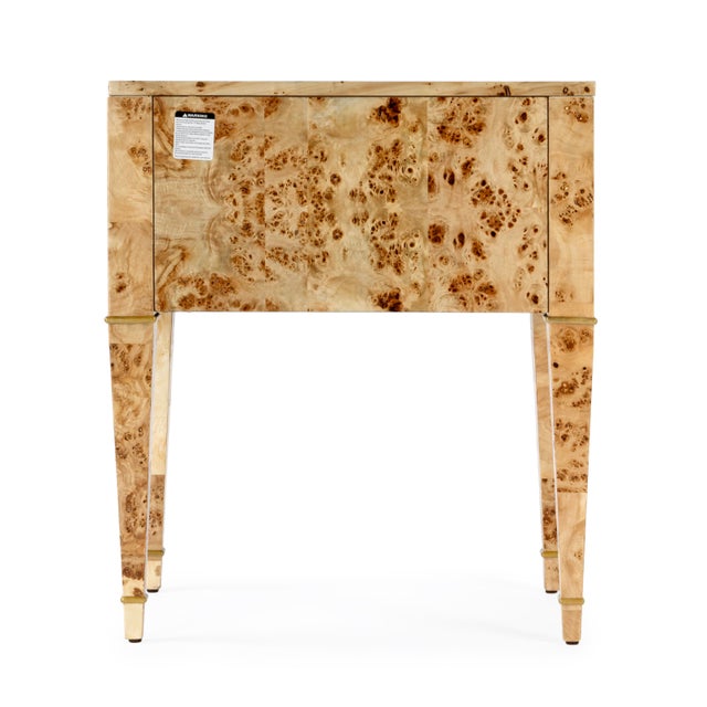 Kai 24 in. W Rectangular Burl Wood 2 Drawer End Table, Light Burl For Sale - Image 9 of 11