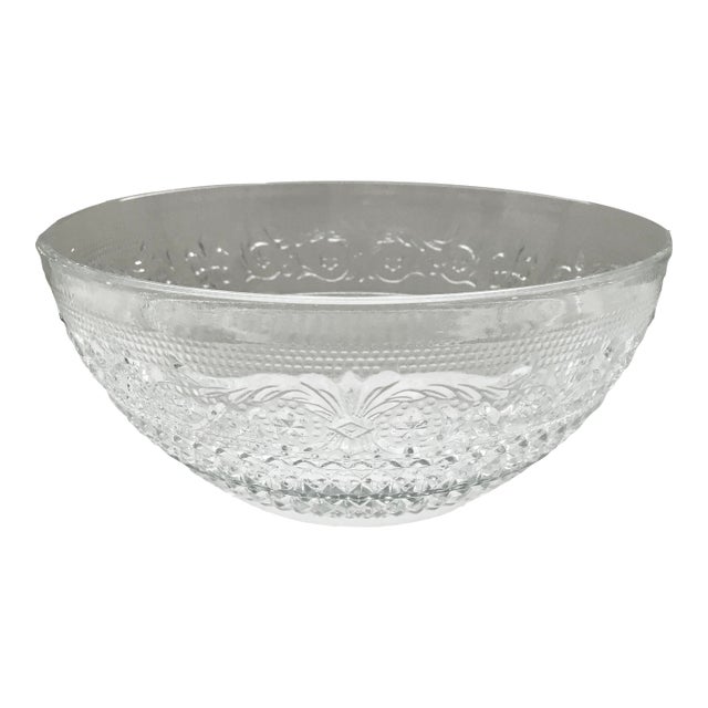 Mid 20th Century Scrollwork Pressed Glass Serving Bowl For Sale