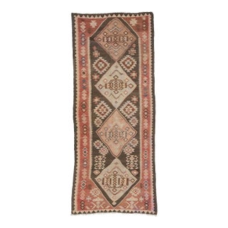 1960s Vintage Kilim Handmade Multicolor Geometric Wool Rug For Sale