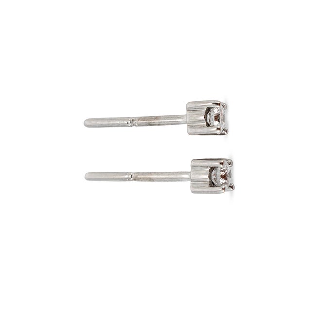 Unisex 14k White Gold 0.16ctw Round Diamond Push Back Petite Stud Earrings, A Pair For Sale In Houston - Image 6 of 7