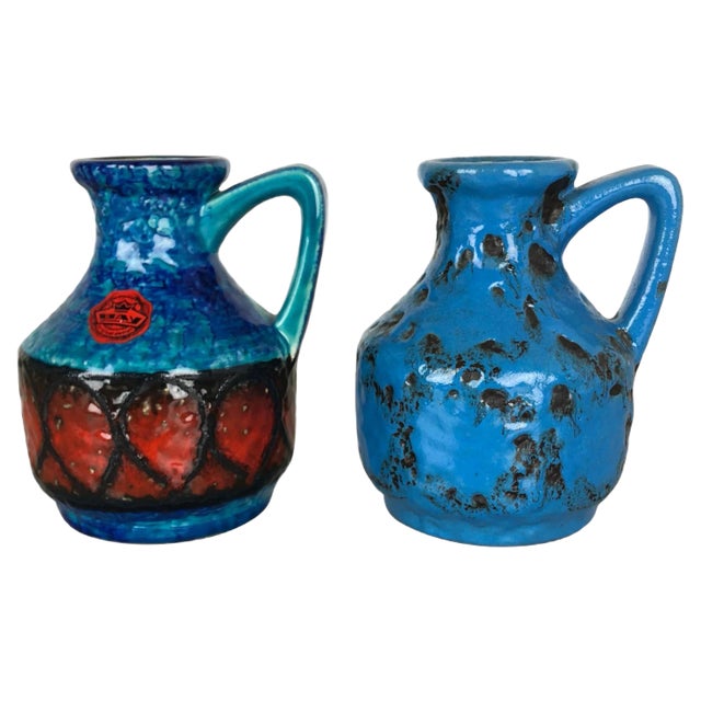 Op Art Multi-Color Pottery Vases from Bay Kermik, Germany, Set of 2 For Sale