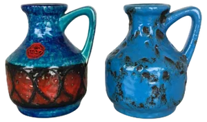 Op Art Multi-Color Pottery Vases from Bay Kermik, Germany, Set of 2