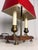 Vintage 2-Light French Bouillotte Style Table Lamp With Red Shade, Antique Brass & Wood Desk Lamp For Sale In Pittsburgh - Image 6 of 17