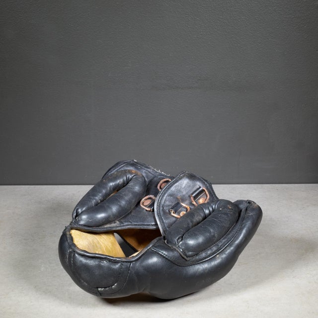 Industrial Antique Leather Boxing Training Mask c.1940 For Sale - Image 3 of 6