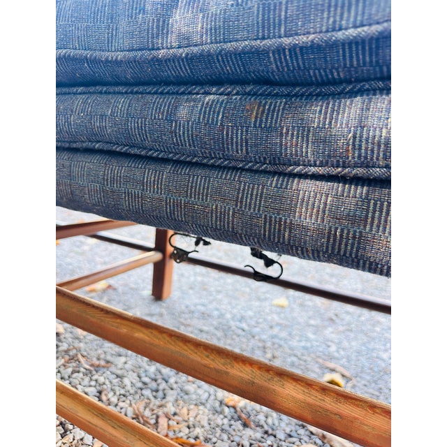 Blue Pair of Mid-Century Modern Pine Frame Benches/Daybeds With Blue Upholstery For Sale - Image 8 of 8