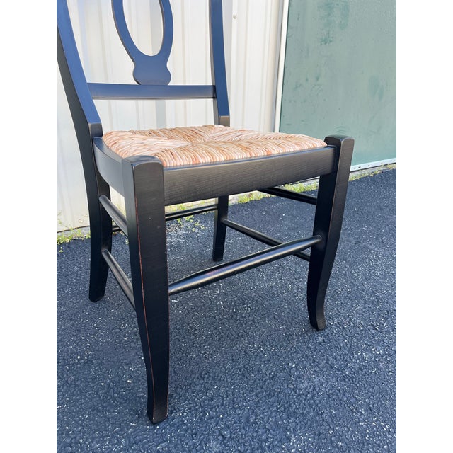 Pottery Barn Napoleon Black Rush Seat Modern Dining Chairs- Set of 4 For Sale - Image 9 of 12