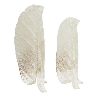 Large Leaf-Shaped Wall Lamps in Murano Glass from Barovier & Toso, 1960s, Set of 2 For Sale