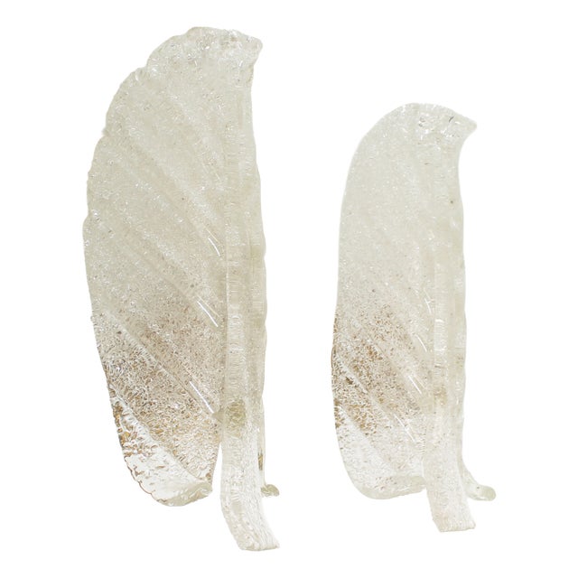 Large Leaf-Shaped Wall Lamps in Murano Glass from Barovier & Toso, 1960s, Set of 2 For Sale