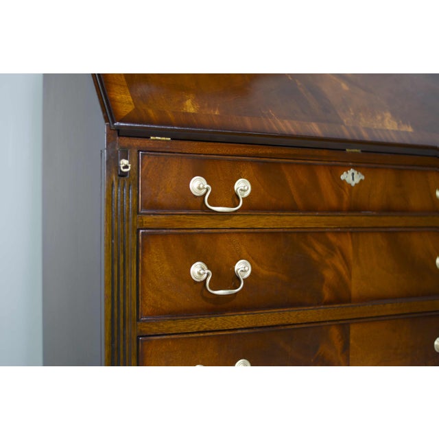 Mid Century American Colonial Revival Mahogany Drop Front Bureau Butler's Secretary Desk For Sale - Image 10 of 16