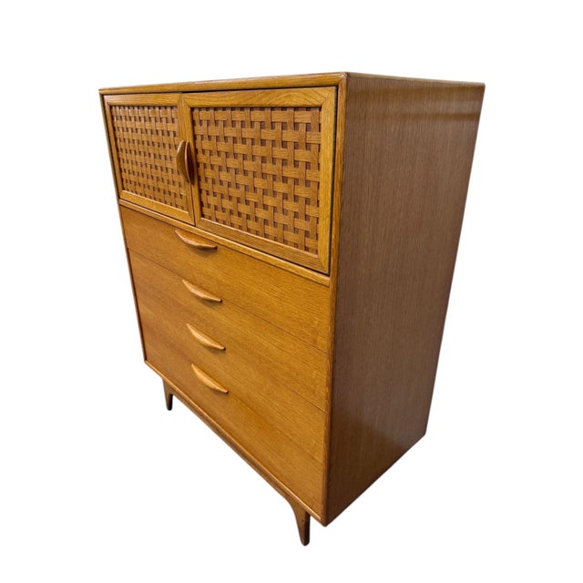 Lane Furniture Mid-Century Modern Lane Perception Blonde Oak High Chest For Sale - Image 4 of 9