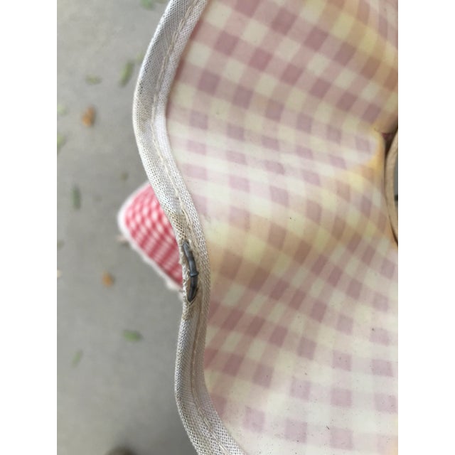 Shabby Chic A Pair of Cottage-Core Stiffel Attributed Brass and White Porcelain Table Lamps With Gingham Red Shades For Sale - Image 3 of 12