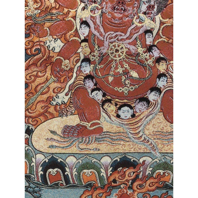 "W-60cm,H-90cm This Xizang Embroidery and Brocade Thangka Buddha Painting is a handmade spiritual home decor piece...