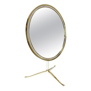 Original Modern Brass Table Mirror from United Werkstätten Munich, Germany, 1950s For Sale